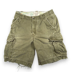 Vintage Hollister Shorts Mens 33 Green Canvas Surf Distressed Military Army Y2K